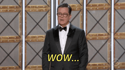 Stephen Colbert Wow GIF by Emmys