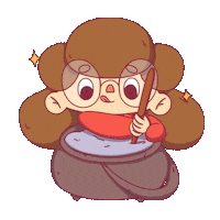 illustache magic cooking witch loading Sticker