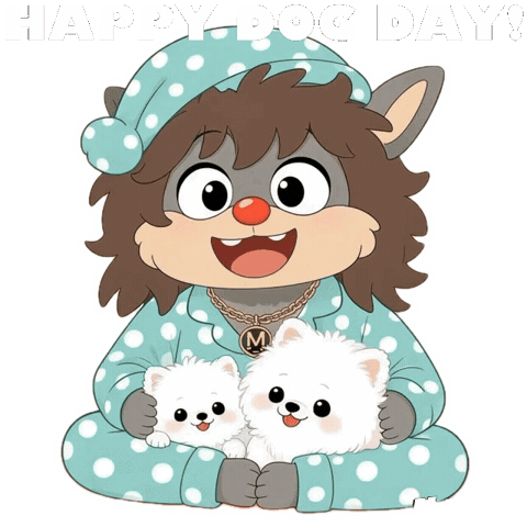 Waving Dog Day Sticker