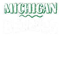 Text gif. Giant black and green letters read, "Michigan believes, abortion is, healthcare."