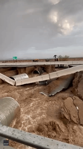 Flash Flooding Washes Out Section of Interstate Near California-Arizona Border