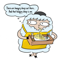 Ohsheepcards food hungry silly kitchen GIF