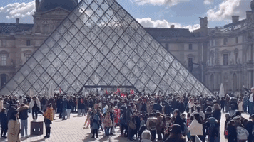 Labor Union Protesters Block Louvre Museum in Paris