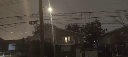 Lightning Strike Seen From Queens on Stormy New York Night