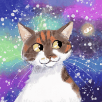 srcrssart cute cat looking around silly cat galaxy cat GIF