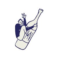 Waving Wine Bottle Sticker by CTZN