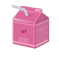 aykimkio kawaii anime food milk carton strawberry milk Sticker