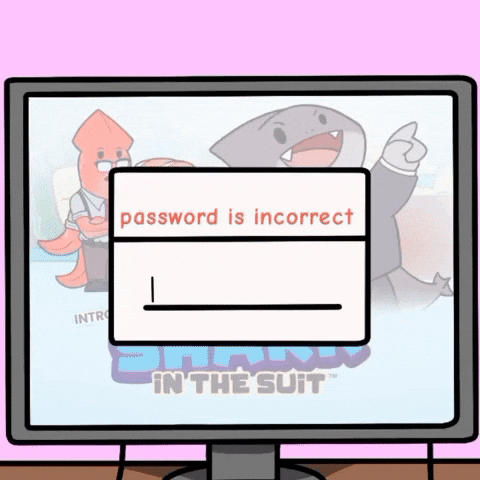 A GIF of a shark typing incorrect password
