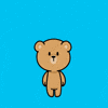 Kawaii gif. A teddy bear looks at us and then looks down with tears falling down its cheeks. Text, “Sorry…”