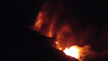 Lava Shoots Into Night Sky as La Palma Volcano Eruption Continues