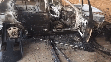 Cars and Buildings Burnt Out During Protests in South Africa's Mahikeng Province