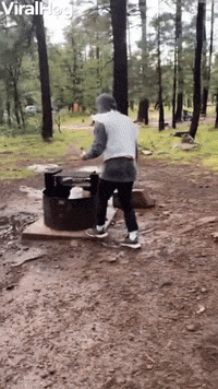 Sudden Campfire Singes Mans Eyebrows GIF by ViralHog