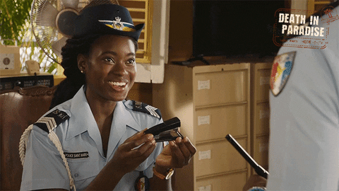 Happy Stapler GIF by Death In Paradise