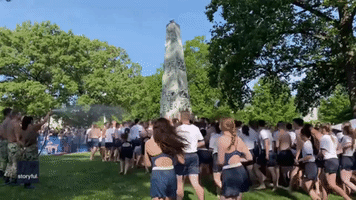 Naval Academy Freshmen Cap First Year with 'Herndon Monument Climb'