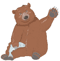 Waving Brown Bear Sticker by Alaska Seafood