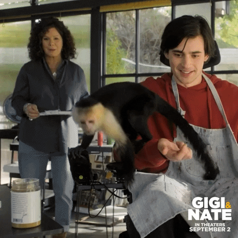 GigiAndNateMovie hungry eat monkey snack time GIF