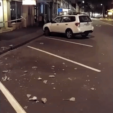 Debris on Street in Wellington After Earthquake