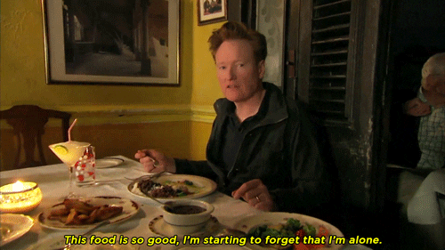 conan obrien eating alone GIF by Team Coco