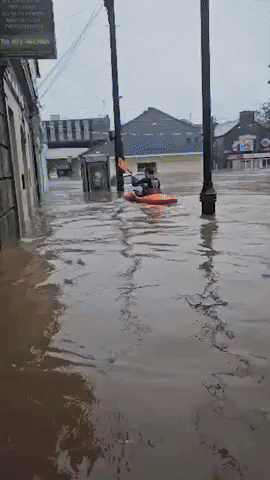 Kayaker Navigates Floodwaters in Ireland's County Cork