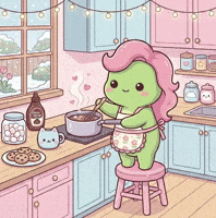 Hot Chocolate Cooking GIF by KuteCosmos | Home of Fruffy