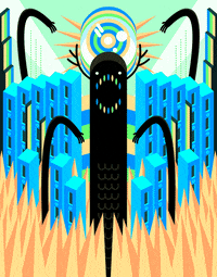 ShallowLagoon retro fire trippy monster GIF