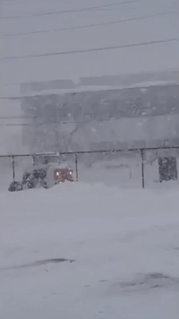 Snowplow Tries to Keep Up With Nor'easter in Secaucus, New Jersey