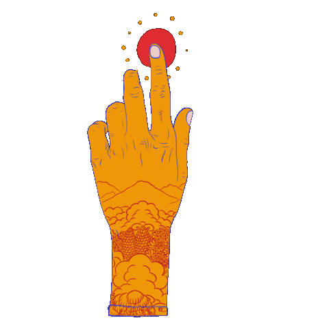 happyborders sun hand touch wisdom Sticker