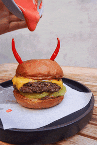 dinelaofficial halloween burger cheese devil GIF