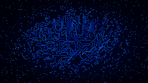 Gif de dados confusos se organizando em um gráfico limpo.