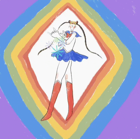 chiaisgood rainbow sailormoon loveandpeace herbattack GIF