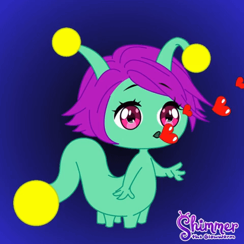 Shimmer the Glowworm blowing hearts
