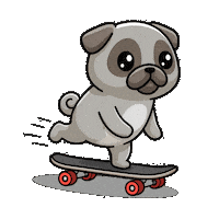 Rolling Skate Board Sticker by Pugs