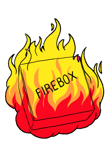 Box Burning Sticker by Firebox