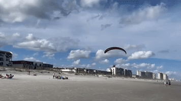 Santa Parachutes Over Jacksonville Beach, Florida