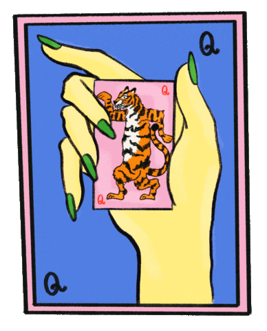 nbarroso giphyupload queen tiger playingcard Sticker