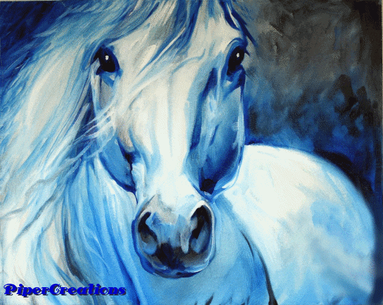Pipercreations Digitalart Horse Blue Animals Nature Art GIF