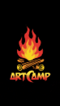 artcamp logo pixel fire 8bit GIF