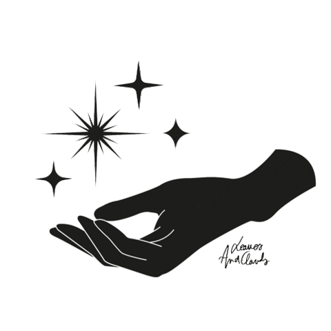 leavesandcloudsshop black stars hand noir Sticker