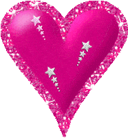 Sticker gif. Sparkly pink heart with shooting stars inside of it.