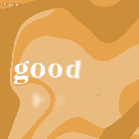 Sponsored gif. Digital illustration of a can of Starbucks Salted Caramel Cream Iced Coffee outlined in Starbucks white and green pops into frame against a wavy orange background. Text appears and does a wave motion, saying "Good vibes only," as two tiny green hearts float away. 
