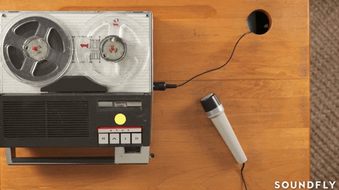 push play recording on reel to reel tapes GIF by Soundfly