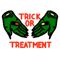 Blackmealstudio halloween hand trick treatment Sticker