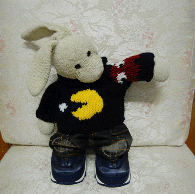 zackrabbit giphyupload bunny knitting sweater GIF