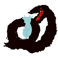 amerosa cat eating drawing monster Sticker