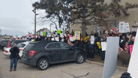 Hundreds Protest Representative Peter Roskam in Chicago Suburb