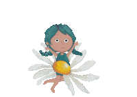 Nattiethreads girl illustration blue daisy Sticker