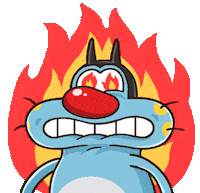 Angry Fire Sticker by Oggy and the Cockroaches