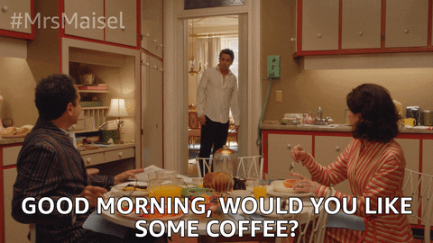 Good Morning Food GIF by The Marvelous Mrs. Maisel