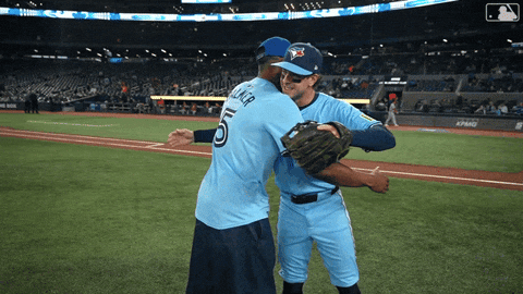 Buffalo Bills Hug GIF by Toronto Blue Jays