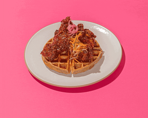 Chicken And Waffles Pink GIF by The Migrant Kitchen